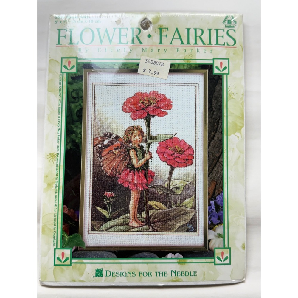 Vintage Flower Fairies cross stitch kit Zinnia Fairy by Cicely Mary Barker